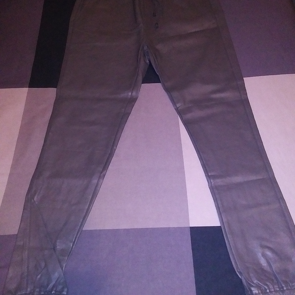 Faux leather joggers